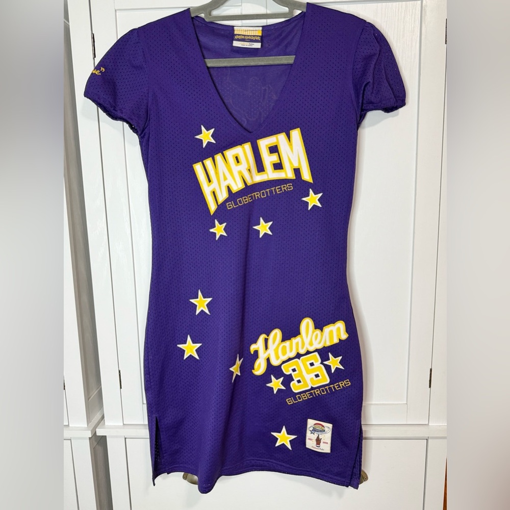 VTG Harlem Globetrotters Platinum FUBU Women’s Jersey Dress Purple Medium Y2K